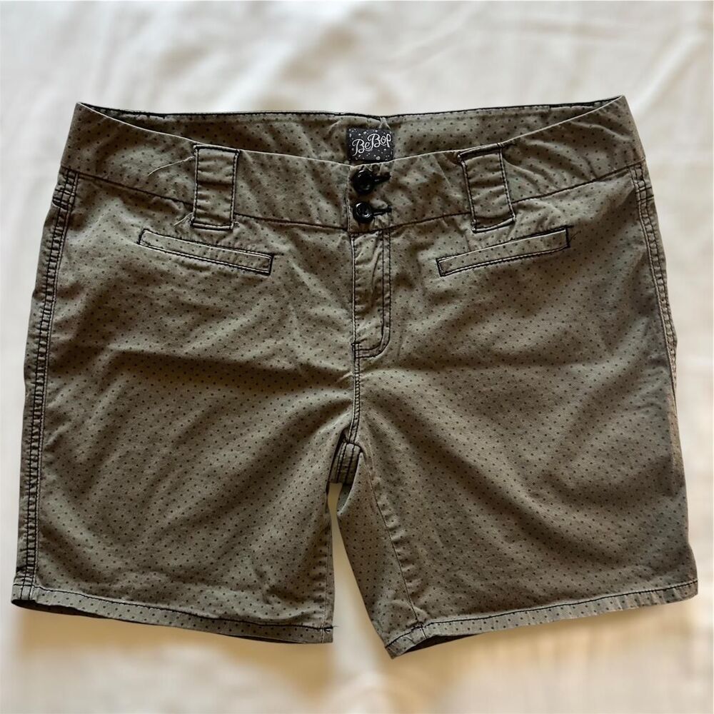 BeBop‎ 2000s Y2K Khaki Shorts W/ Black Polka Dots Sz 13 Indie Twee Downtown Girl